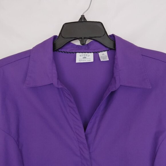 Riders by Lee | Effortless Care Hidden Button Blouse Shirt Purple | Size 2X - Picture 2 of 7